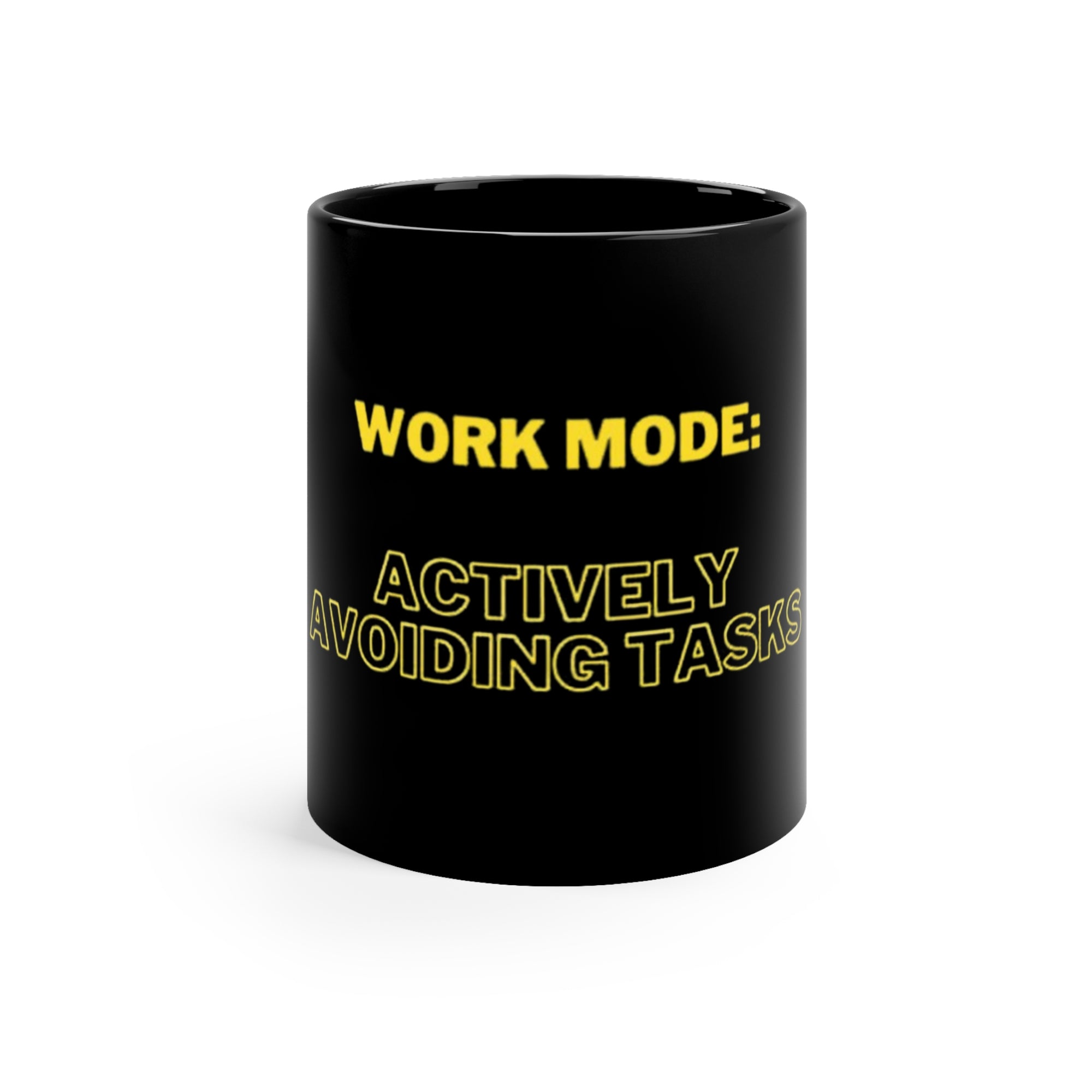Humorous Black Coffee Mug - "Work Mode: Actively Avoiding Tasks" - Perfect Gift for Remote Workers & Students